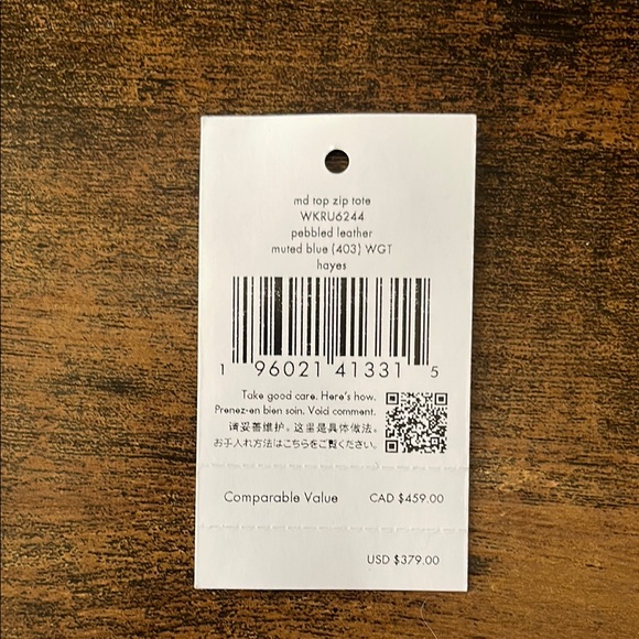 Kate Spade Pebbled Leather Tote Bag Tassels Muted Blue Zip Top Tote - Picture 2 of 14